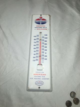 Vintage 1964 Standard Oil Gas Station Heating Fuel Advertising Thermometer
