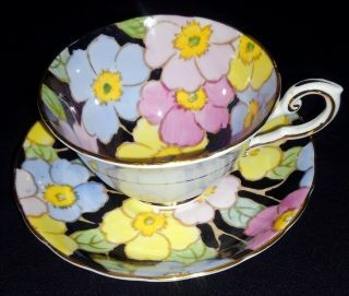 Vintage Tuscan Hand Painted Fine English Bone China Teacup And Saucer
