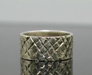 Vintage Schnitt Muster Modernist Ehering Sterlingsilber Unisex Ring Größe 2