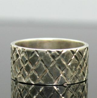 Vintage Schnitt Muster Modernist Ehering Sterlingsilber Unisex Ring Größe 3
