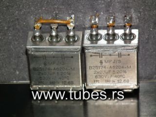 Two Vintage Siemens Pio Capacitors 2 X 0.  1 Uf / 630v Klangfilm Tube Audio