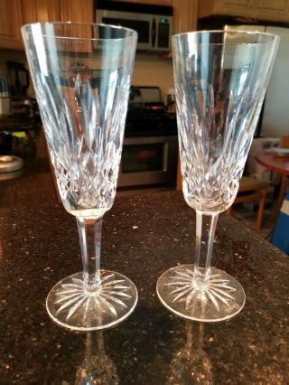 Vintage Waterford Crystal Lismore (1957 -) Set Of 2 Champagne Flutes 7 1/4 "