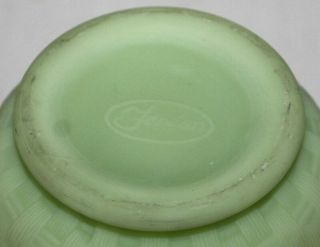 VTG Fenton Lime Green Custard Satin Glass Lattice Basket Weave Bowl Vase - EUC 4