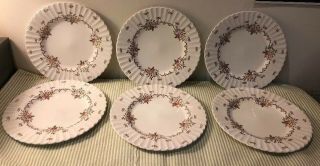Vtg J&g Meakin Chatsworth Floral Staffordshire Set Of 6 Dinner Plates 10 "