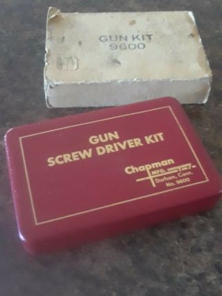 Vintage Chapman Mfg.  Co.  Gun Screw Driver Kit No.  9600.  Still In Cardboard Sleeve