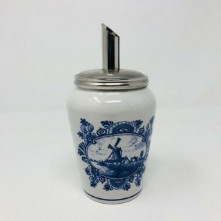Vintage Delft Blauw Sugar Caster / Shaker Canister Easy Pour Spout