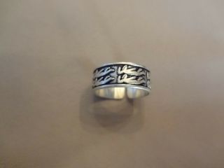 115 - - Vintage Sterling Silver Ring Open At Back - Size - - 9 - 10 - - - 925 - -