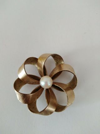 Vintage Winard 12 Carat Gold Filled Pearl Pin Brooch 12k Scrap Gold Recovery 6