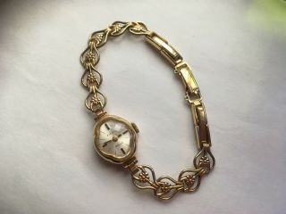 Vintage Everite 21 Jewels Windup Ladies Watch 9ct Gold Case Strap 12ct Rolled