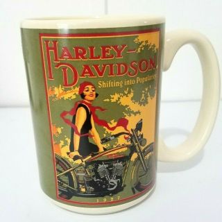 Harley Davidson Mug Coffee Cup 2005 Woman On Motorcycle Vintage Advertisment