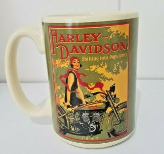 Harley Davidson Mug Coffee Cup 2005 Woman on Motorcycle Vintage Advertisment 2