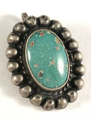 Vtg Old Pawn Navajo Sterling Silver 925 Turquoise Pendant Handcrafted :)