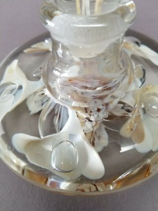 Vintage JOE ST.  CLAIR Paperweight Perfume Bottle White Caramel Flowers & Bubbles 2