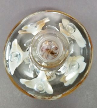 Vintage JOE ST.  CLAIR Paperweight Perfume Bottle White Caramel Flowers & Bubbles 5