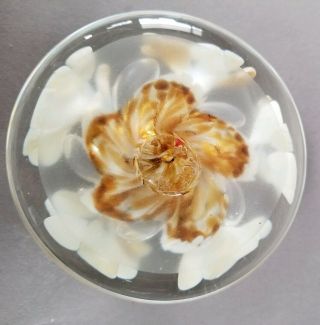 Vintage JOE ST.  CLAIR Paperweight Perfume Bottle White Caramel Flowers & Bubbles 6