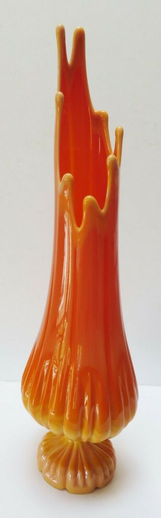 Tall Vintage L E Smith Bittersweet Orange Slag Swung Glass Vase