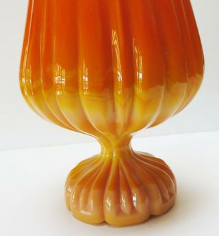 Tall Vintage L E Smith Bittersweet Orange Slag Swung Glass Vase 2