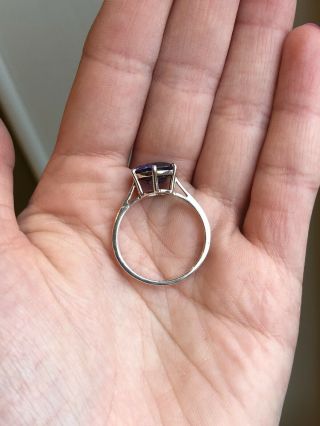 Large Blue Purple Stone Ring 925 Vintage Hallmarked Sterling Silver - Size R.  5 3