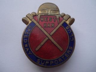 C1940s Vintage West Ham Speedway Supporters Club Enamel Lapel Badge