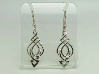 Stunning Vintage Ola Gorie Sterling Silver Tudor Celtic Design Drop Earrings