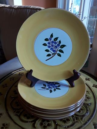 Set Of 6 Vintage Stangl " Blueberry " 10 1/8 - In Handpainted Dinner Plates