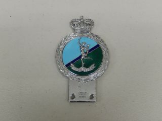 Vintage Chrome Enamel J R Gaunt Royal Corps Of Signals Car Badge Auto Emblem