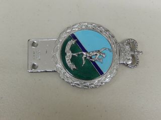Vintage Chrome Enamel J R Gaunt Royal Corps of Signals Car Badge Auto Emblem 2