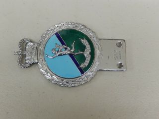 Vintage Chrome Enamel J R Gaunt Royal Corps of Signals Car Badge Auto Emblem 4