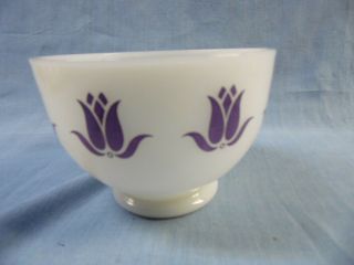 Vintage Fire King Milk Glass Sealtest Purple Tulip Cottage Cheese Bowl