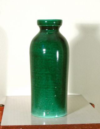 Jug Vase Vintage Signed Rockdale Union Stoneware Large Green John Tiller Rowe