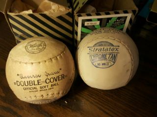 Vintage Worth Softballs Set Of 2 Ww - 12