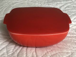 Vintage Pyrex 525b Red 2 1/2 Quart Covered Casserole Dish With Lid