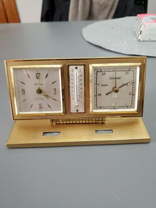 Vintage Seth Thomas 8 Day 7 Jewels Germany Brass Weather clock 2