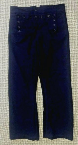 Vintage Wool 14 Button Usn Us Navy Uniform Sailor Cracker Jack Pants Blue 32r