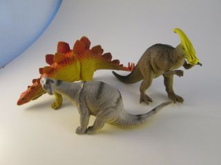 Vtg 1985 Imperial Dinosaur Figure Stegosaurus,  Parasaurolophus & Brachiosaurus