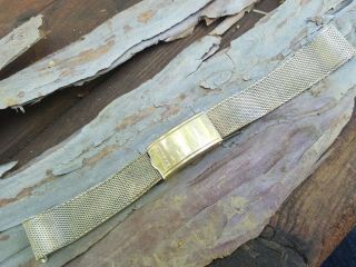 Qd9: Vintage Bulova Yellow Gold Fill Linen Weave 17.  5mm 18mm Watch Band Bracelet