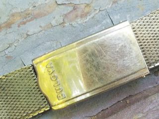 QD9: VINTAGE BULOVA YELLOW GOLD FILL LINEN WEAVE 17.  5mm 18mm WATCH BAND BRACELET 2