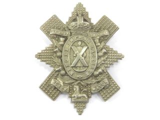 Vintage White Metal British Military Cap Badge The Royal Highlanders Black Watch