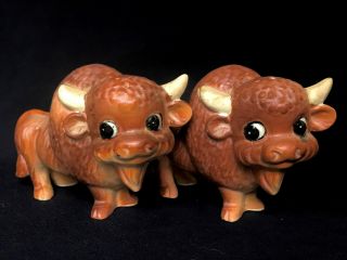Vintage Buffalo Or Bison Humorous Salt And Pepper Shakers Japan,  Anthropomorphic