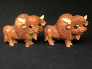 Vintage Buffalo Or Bison Humorous Salt and Pepper Shakers Japan,  Anthropomorphic 2