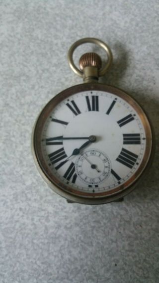 Large Vintage Oversized Silver Plated Pocket Watch - 2 1/4 Inch Diameter