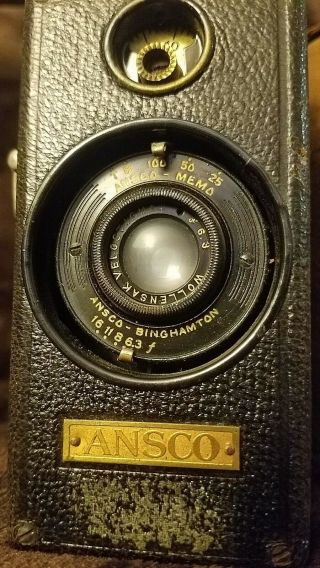 ANSCO Memo Camera Half - Frame Box camera with Wollensak 6.  3 lens VINTAGE w/ case 3