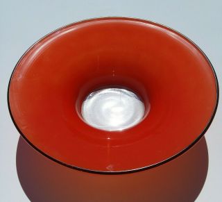 Orange And Black Czech Glass Bowl Bohemian Enameled Vintage Art Deco Style