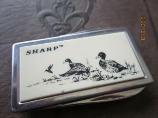 Sharp Stainless Steel Japan Money Clip W Folding File & Knife Ducks Vintage 2 "