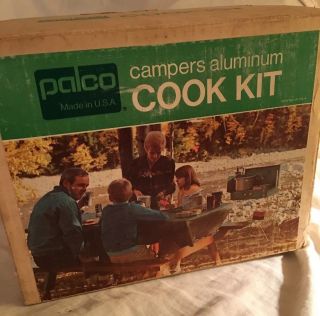 Vintage Palco Campers Aluminum Cook Kit With Teflon Fry Pan Cooks & Serves 4