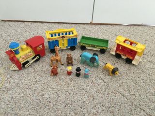 Vintage 1973 Fisher Price Little People Circus Train 991 W/animals & Train Cars