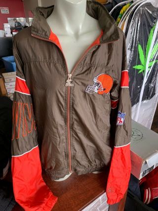 Vintage Cleveland Browns Nfl Football Winter Starter Jacket Old School Sz Xl
