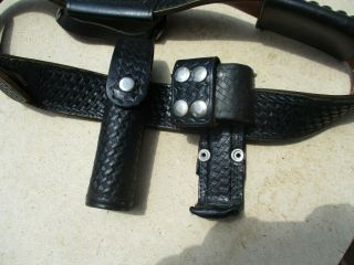 Vintage Black Leather Police Utility Belt with Holster,  other holders 3