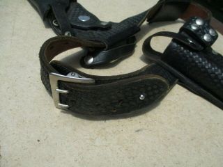 Vintage Black Leather Police Utility Belt with Holster,  other holders 4