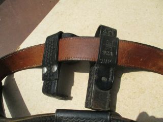 Vintage Black Leather Police Utility Belt with Holster,  other holders 6